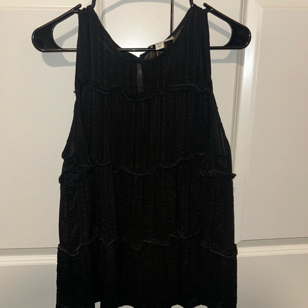 Topshop Black Textured Sleeveless Blouse